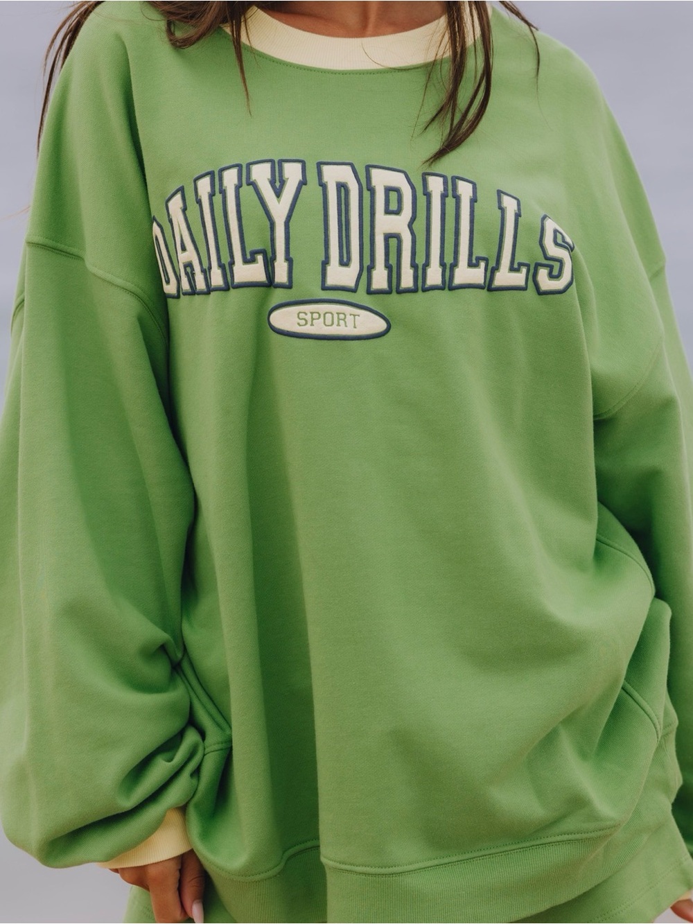 Daily Drills Oversized Sport Crew- Lucky + Lemonade + Navy - Picture 4 of 4